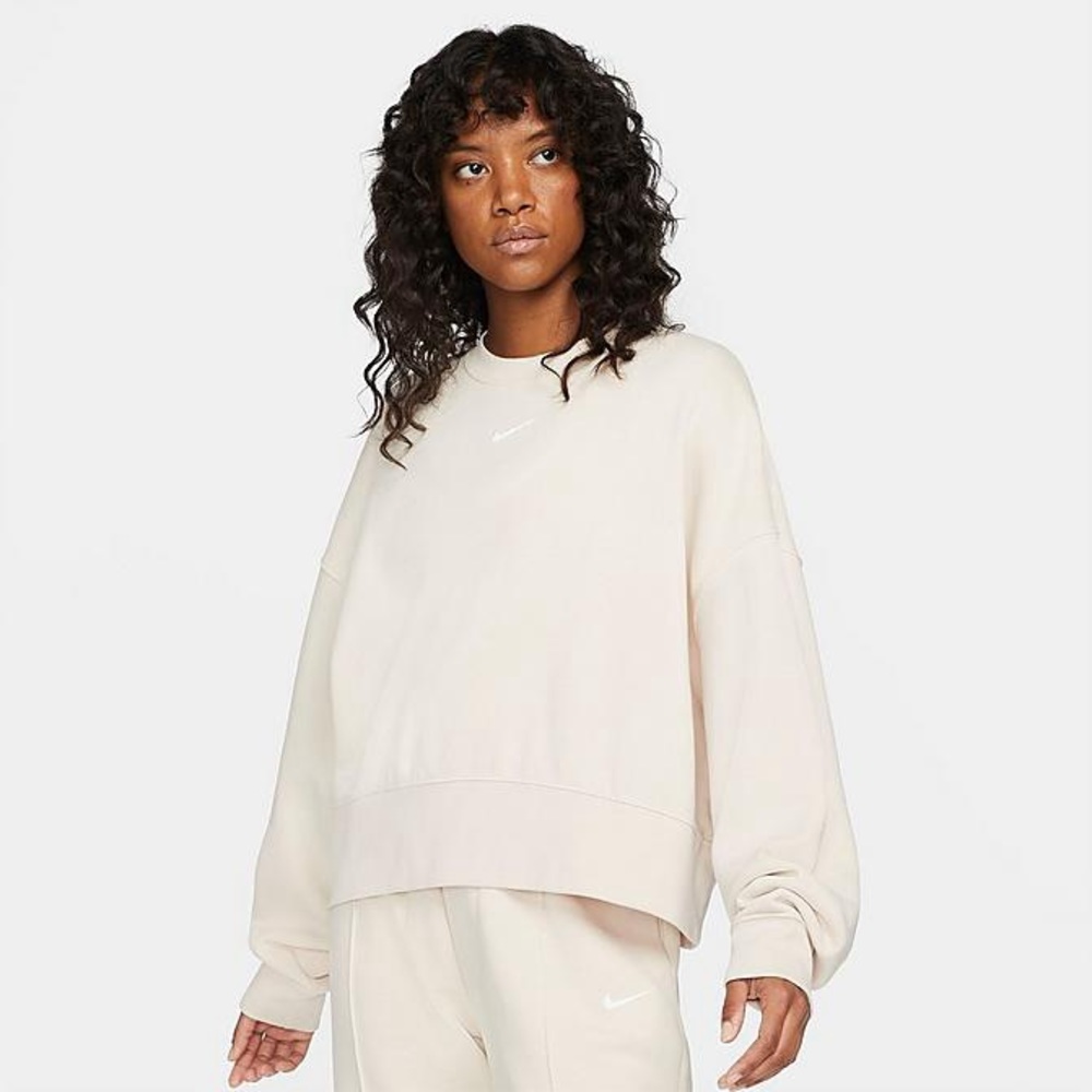 Nike Sportswear Essentials Oversized Crewneck Sweatshirt in XS Pearl White